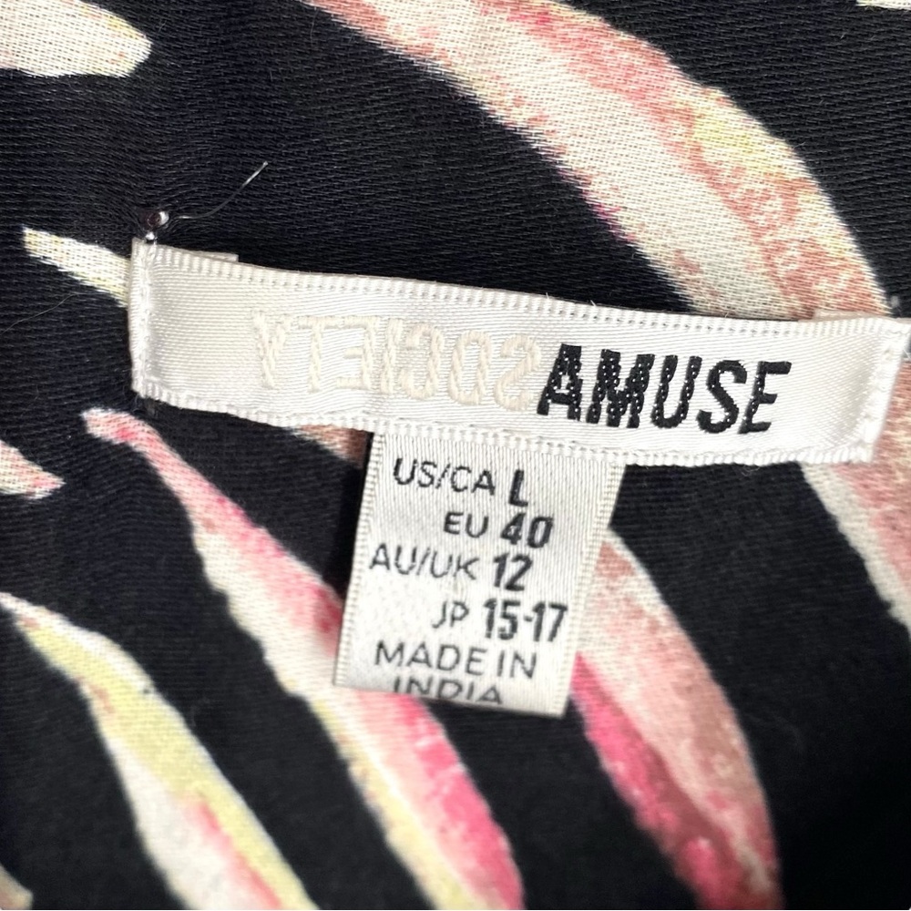 Amuse Society Black Hawaiian Floral Print Front Tie Button Up Shirt - Picture 5 of 8